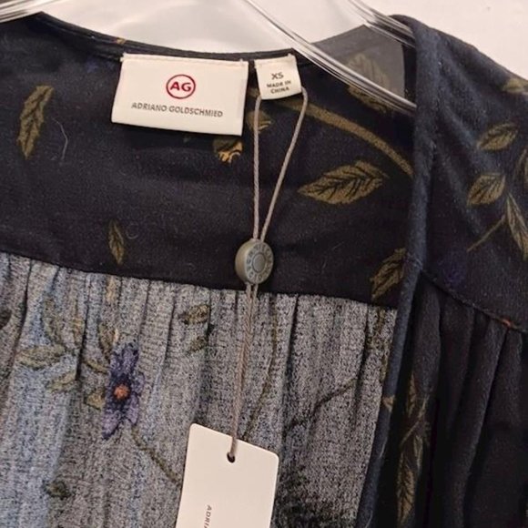 NWT AG Adriano Goldschmied Daphne Maxi Dress XS Extra Small Wrap Black Floral - Picture 4 of 8